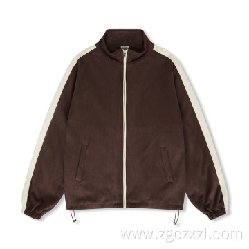 Autumn winter suede zip coat